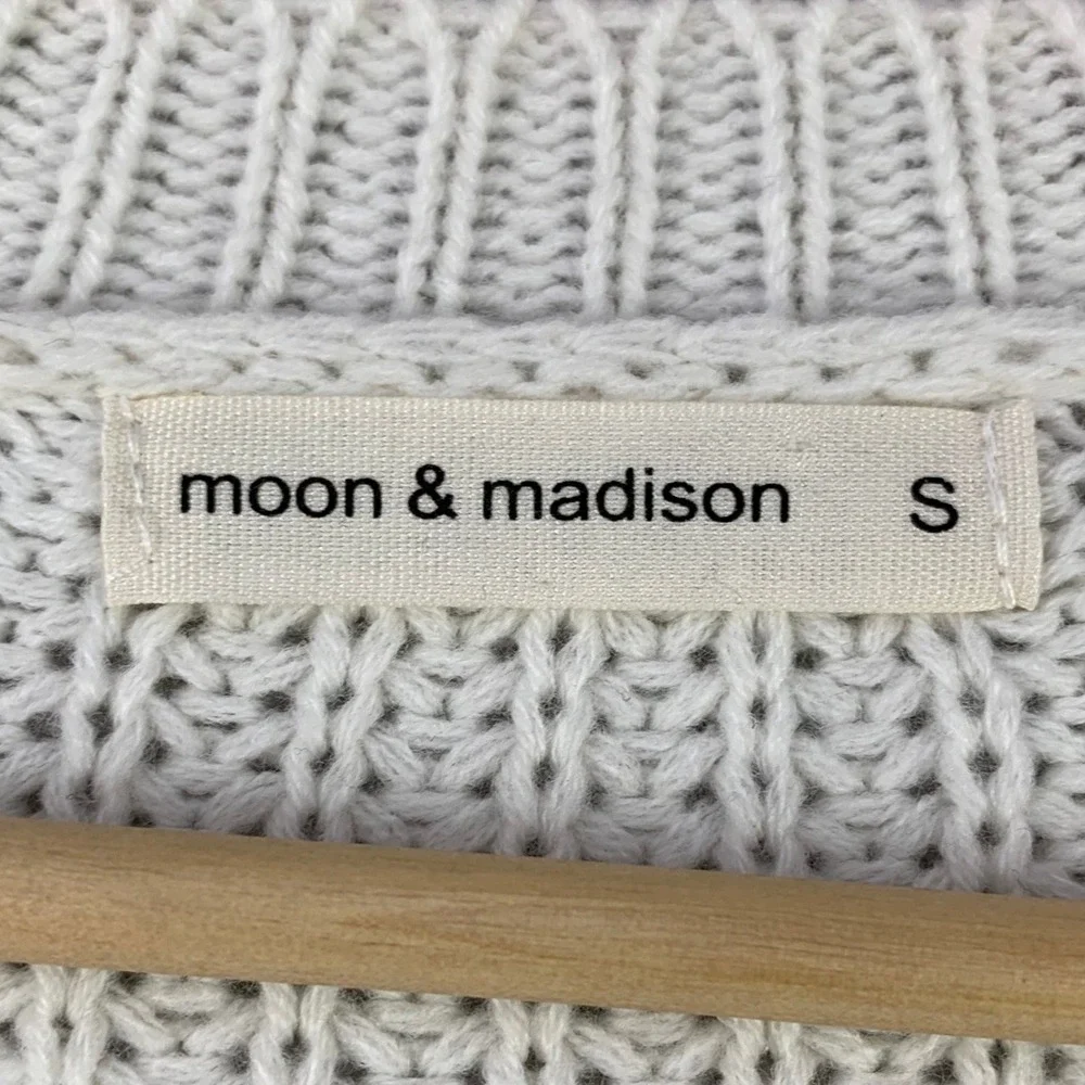 Moon & Madison Colorblock Stripe Sweater Women Small Blue Green White Knit Crop